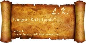 Langer Kalliopé névjegykártya